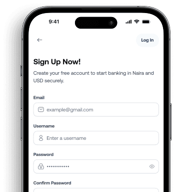 Create account screen on phone
