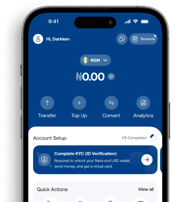 Verification and wallet setup screen