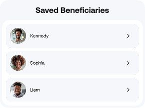 Saved beneficiaries preview